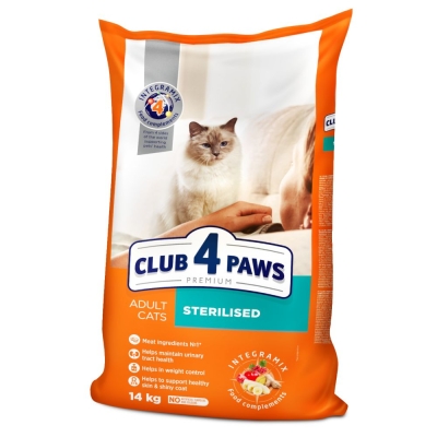CLUB 4 PAWS CAT ADULT STERILIZED Пълноценна, премиум храна за котки