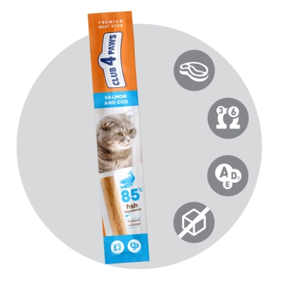 CLUB 4 PAWS CAT STICKS SALMON AND COD FISH Лакомство за котка