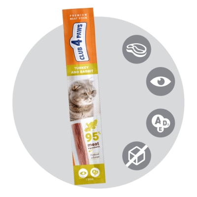 
CLUB 4 PAWS CAT STICKS TURKEY AND RABBIT Лакомство за котка