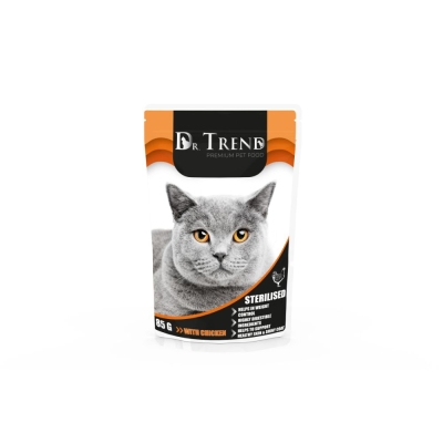 DR. TREND POUCH CAT STERILISED WITH CHICKEN 0,085 KG – Пълноценна консервирана храна за котки