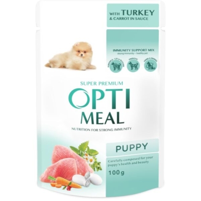 OPTIMEAL POUCH PUPPIES WITH TURKEY AND CARROT IN SAUCE 0.100 KG – ПАУЧ ЗА КУЧЕ