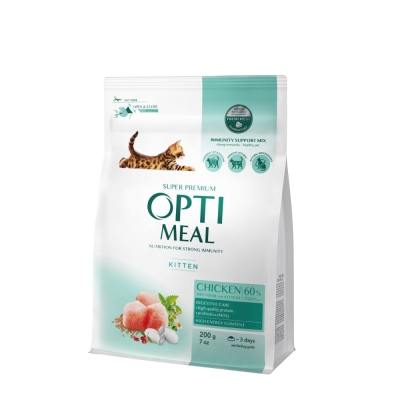 OPTIMEAL KITTEN WITH CHICKEN - Супер премиум храна за малки котета от всички породи - гранули с пилешко
