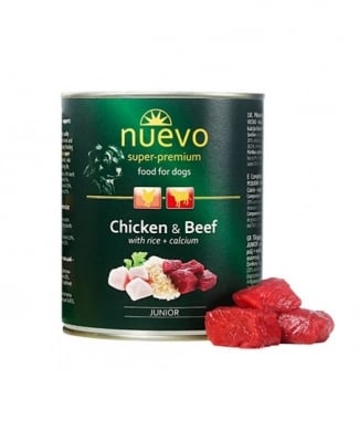 JUNIOR пиле с говеждо и ориз 800гр