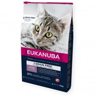 EUK CAT SALMON GRAIN FREE KITTEN - Пълноценна храна за подрастващи котенца - гранули със сьомга, без зърнени храни, 400 г