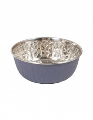 FC C-INX210-B - Релефна купа от неръждаема стомана за домашни любимци, 2700 мл - тъмно синя