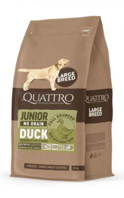 КУАТРО 12кг джуниър NO GRAIN едри с патица