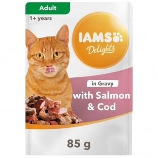IAMS CAT POUCH SALMON AND COD GRAVY 85 гр - 1брой