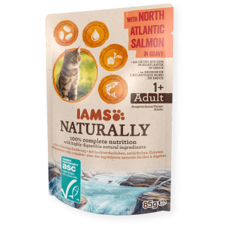 IAMS CAT POUCH  naturally ADULT SALMON gravy 85гр - 1 брой