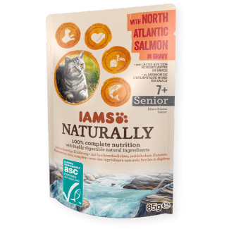 IAMS CAT POUCH  naturally SENIOR SALMON gravy 85гр - 1 брой