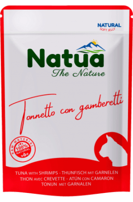 Natua 0601 пауч котка Риба тон със скариди в желе 70 гр