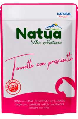 Natua 0604 пауч котка Риба тон със шунка в желе 70 гр