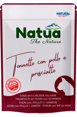 Natua 0617 пауч котка Риба тон, пиле и шунка в желе 70 гр