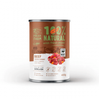 ФРЕШ ФАРМ куче консерва гулаш Говеждо, морков и грах 0.800