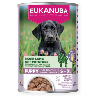 EUK DOG CAN LC PUP LMB&POT 400g
