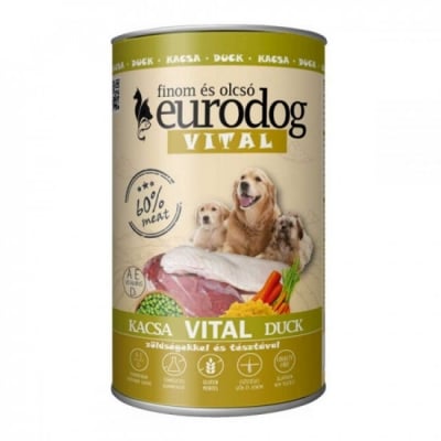 Консерва за кучета от всички породи Eurodog Vital, 1240 гр. патешко