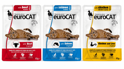 EuroCAT in Gravy - Пълноценна храна за възрастни котки - пауч, 85 гр.