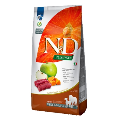 N&D DOG ADULT MED/MAXI 12KG PUMPKIN  VENISON PUMP & APPLE с еленово месо