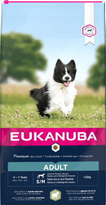 Eukanuba, Small and Medium Adult, храна за кучета над 1 година, с агне и ориз 2.5 кг