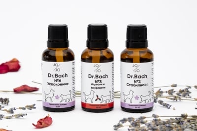 Комплект капки за кучета и котки с растителни екстракти на д-р Бах - за Успокоение, Стабилност и при Агресия