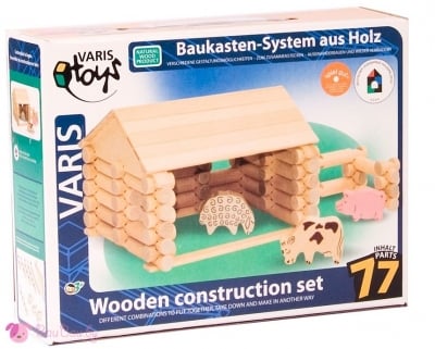 Дървен конструктор "Ферма", 77 части
