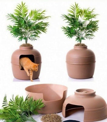 Котешка тоалетна в саксия