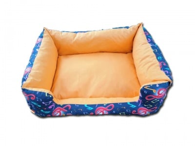 2 в 1 Двулицево легло за кучета или котки МЮЗИК + подарък възглавничка кокалче - 100% памук Ранфорс