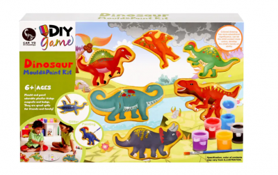 Комплект гипсови отливки Направи си сам 3D фигурка с магнит - Динозаври