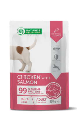 Natures Protection, Пауч за кучета, Контрол на теглото , С пиле и бяла риба, 100 гр.