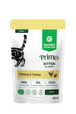 Nature's protection PRIME Kitten with Chicken and Turkey - Пауч за подрастващи котенца - хапки в сос с пилешко и пуешко месо