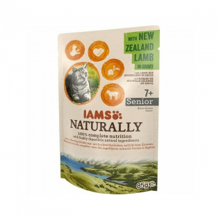 Iams naturally SENIOR gravy - Пауч за котки над 7 години, с агнешко 85 гр.