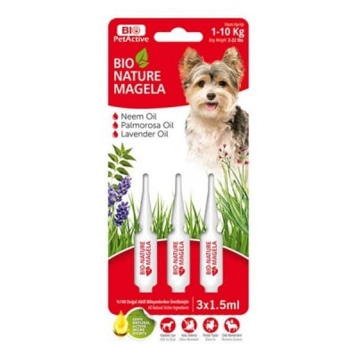 Bio-Nature spot-on за кучета - намалява падането на козината, стимулира растежа и подхранва кожата в дълбочина, 1-10 кг. 3 бр.
