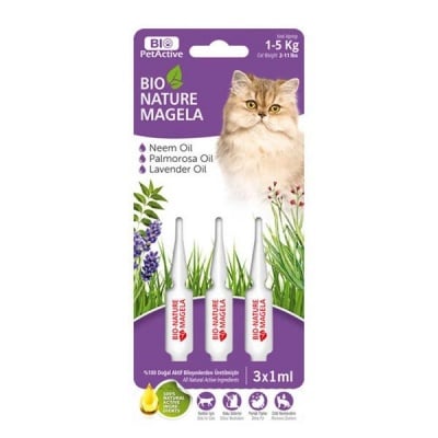 Bio-Nature spot-on за котки 3 бр. - намалява падането на козината, стимулира растежа и подхранва кожата в дълбочина