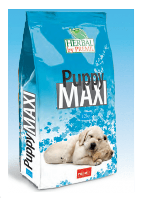 Puppy MAXI - за подрастващи кучета от едри и гигантски породи с пиле, патица, риба тон и 5 вида билки, 12 кг.
