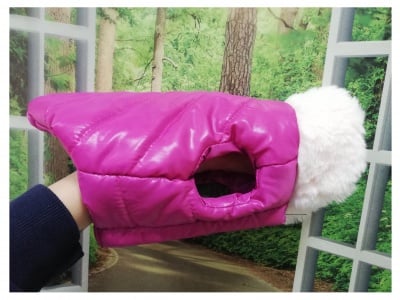 Елек с пухена яка за мини породи кучета - розов