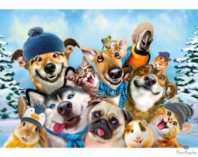 Пъзел художествен WENTWORTH, Winter Pet Selfie, 40 части