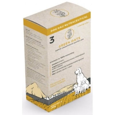 Хранителна добавка за кучета Green Oats - зелен овес - подсилва костите, мускулите, зъбите, кожата и козината