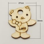 Висулка дърво мече 34x27x2 мм дупка 4.5 мм -20 броя