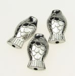 Мънисто метално риба 17х10х6 мм отвор 2 мм цвят сребро -10.80 грама -4 броя