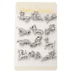 Брошка метал с кристали 26x24 мм цвят сребро куче