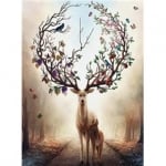 Диамантен гоблен 21x25 см кръгли диаманти частично облепяне -Величието на елена YSA0201
