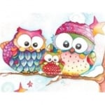 Диамантен гоблен 21x25 см кръгли диаманти частично облепяне -Семейство бухалчета YSA0221