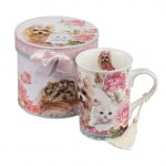 Чаша капучино + подаръчна кутия - Коте и куче, 300 мл