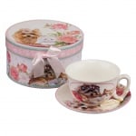 Стилен Комплект Коте и куче - чаша с чинийка