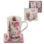 Комплект чаша Коте и Куче + лъжичка и подложка