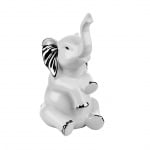 Статуетка - седнало бяло слонче, керамика, голяма