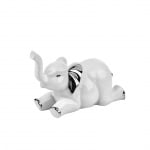 Статуетка - легнало бяло слонче, керамика, малка