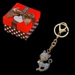 Ключодържател с кристали - котка, 12 см.