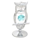 Сребърна фигура Бухал - с компоненти Сваровски, 7 см.