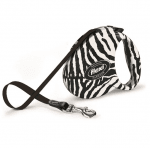 Автоматичен повод Fashion Ladies, зебра в бяло от flexi, Германия - 5м лента до 25кг