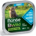 Пастет за котки Monge Natural Superpremium BWild Grain Free Adult, с аншоа и зеленчуци,100гр